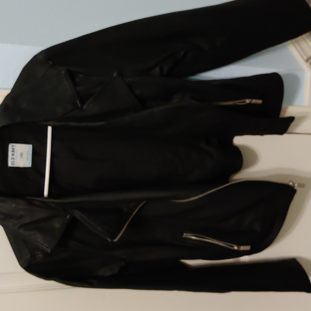 Old Navy Black Leather Moto Jacket